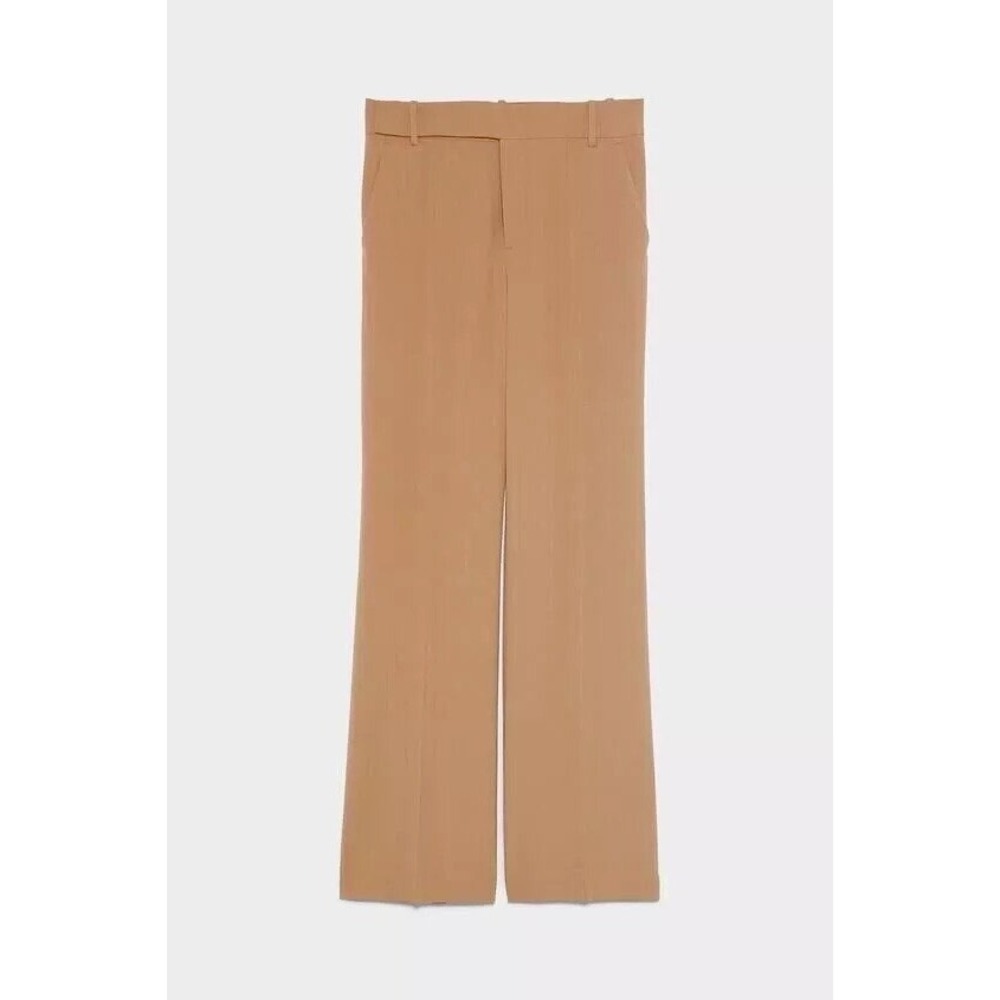 ZARA Women Wide Leg Trousers Camel High Waist Tailored Pants Size XS‎ NWT